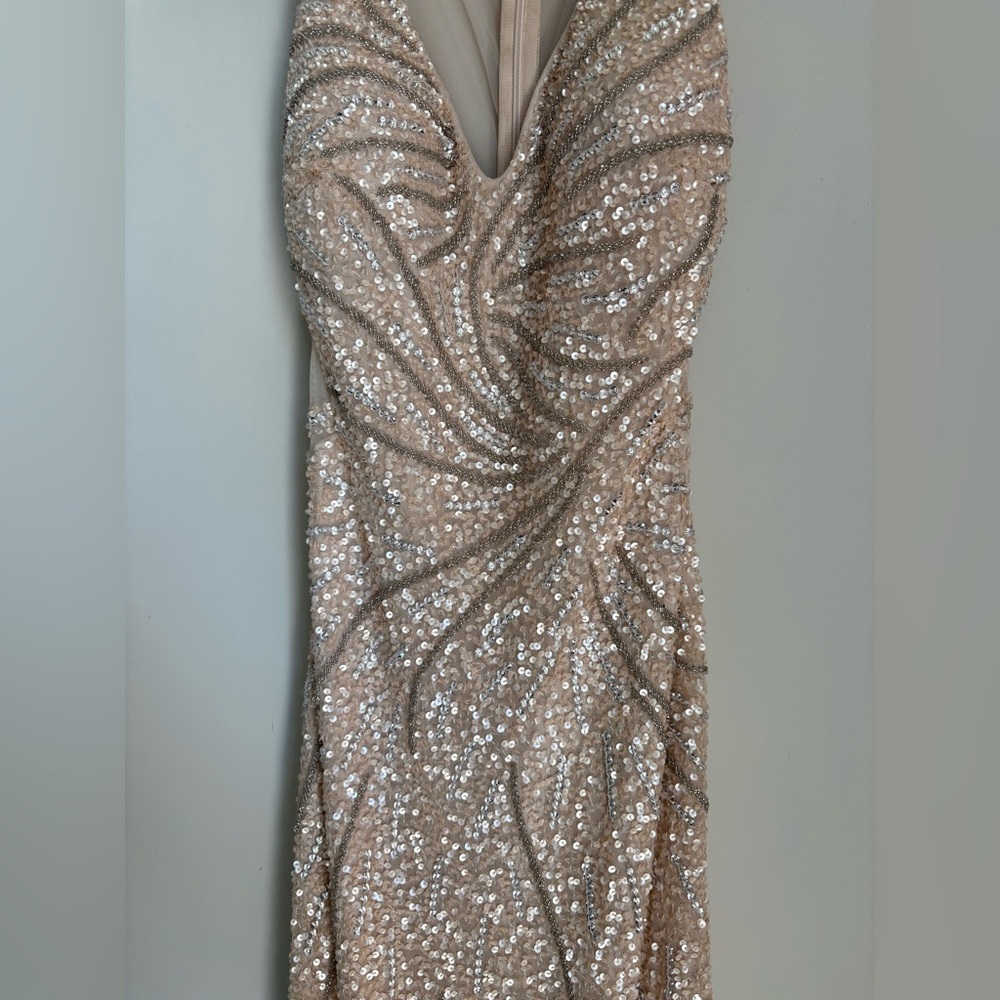 Adrianna Papell-Adrian Maddox Collection Sequin Tan Gown - Picture 6 of 13